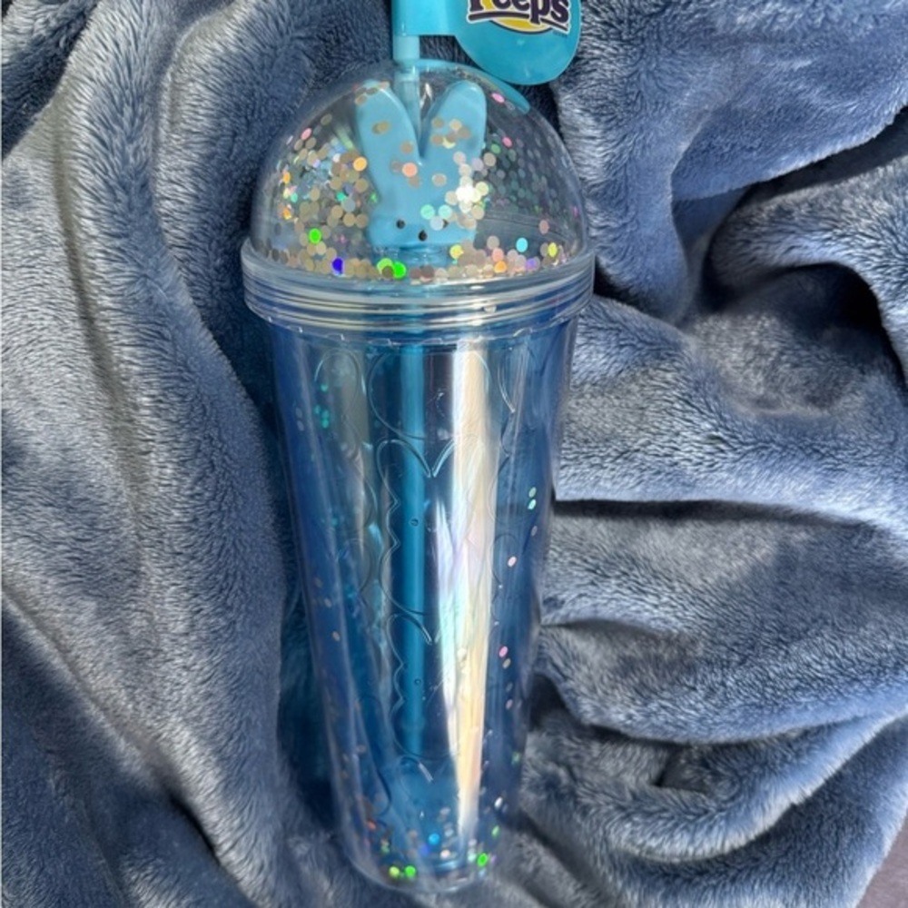 Peeps Sparkly Blue Tumbler Dome Double Wall Tumbler with Straw